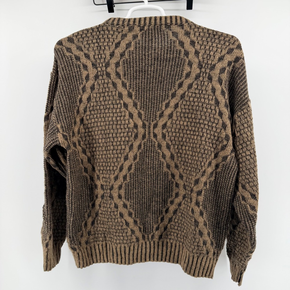 Limited Editions Expressions Geometric Knit Wool Blend Sweater Men L Brown Italy - Picture 3 of 7